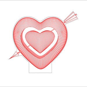 Heart with Arrow svg, 3D illusion Acrylic lamp vector,3D Night Lamp vector file for cnc and laser engraving,dxf,cdr,Ai,Svg,png and jpg