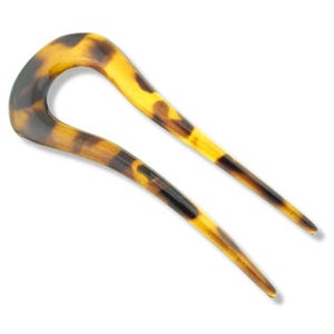 Parcelona French Curved U Large Celluloid Chignon Wavy Hair Stick for Women