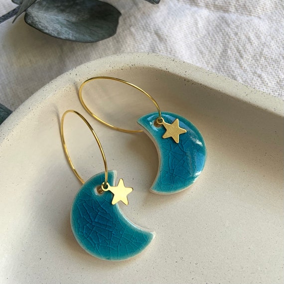 Star and Moon Turquoise Hoop Star and Moon Turquoise Hoop