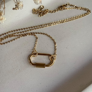 Collier mousqueton doré à breloques : chaîne en acier inoxydable, cadeau de bijoux faits main