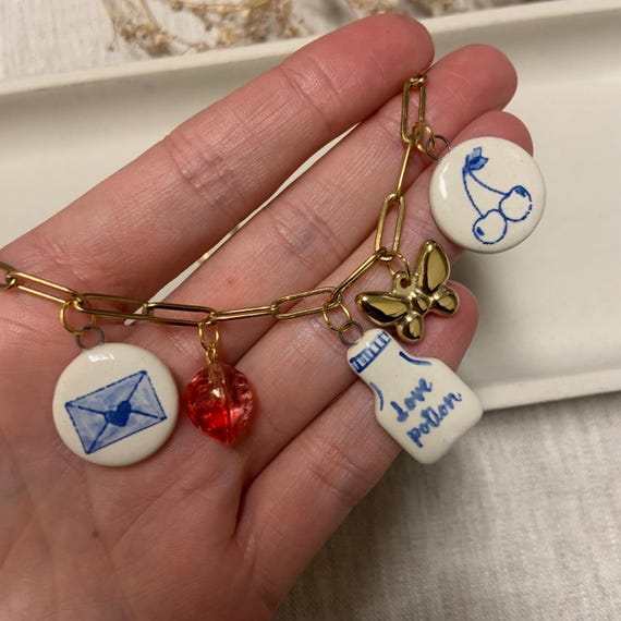 Hand Painted Ceramic Gold Charms Hand Painted Ceramic Gold Charms