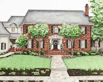 Custom House Portrait: Hand-Drawn Home Illustration, Closing Gift