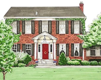 Custom House Portrait: Hand-Drawn Home Illustration, Closing Gift
