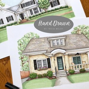 Custom Home Portrait, House Drawing, Custom Drawing of Your Home, House Illustration, House Portrait, Closing Gift, Watercolor of House