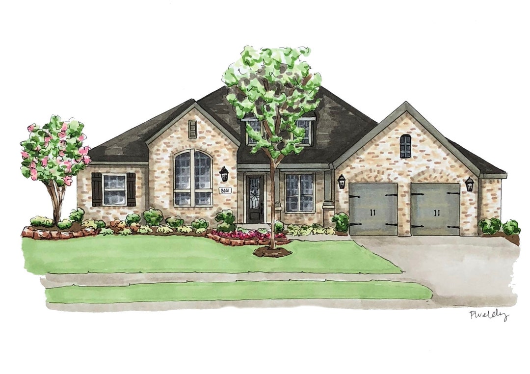 Custom House Drawing, Custom Home Portrait, House Portrait, House ...