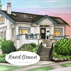 House Drawing, House Portrait, Custom Drawing of your home, House Illustration, Custom Home Portrait, Closing Gift, House Watercolor