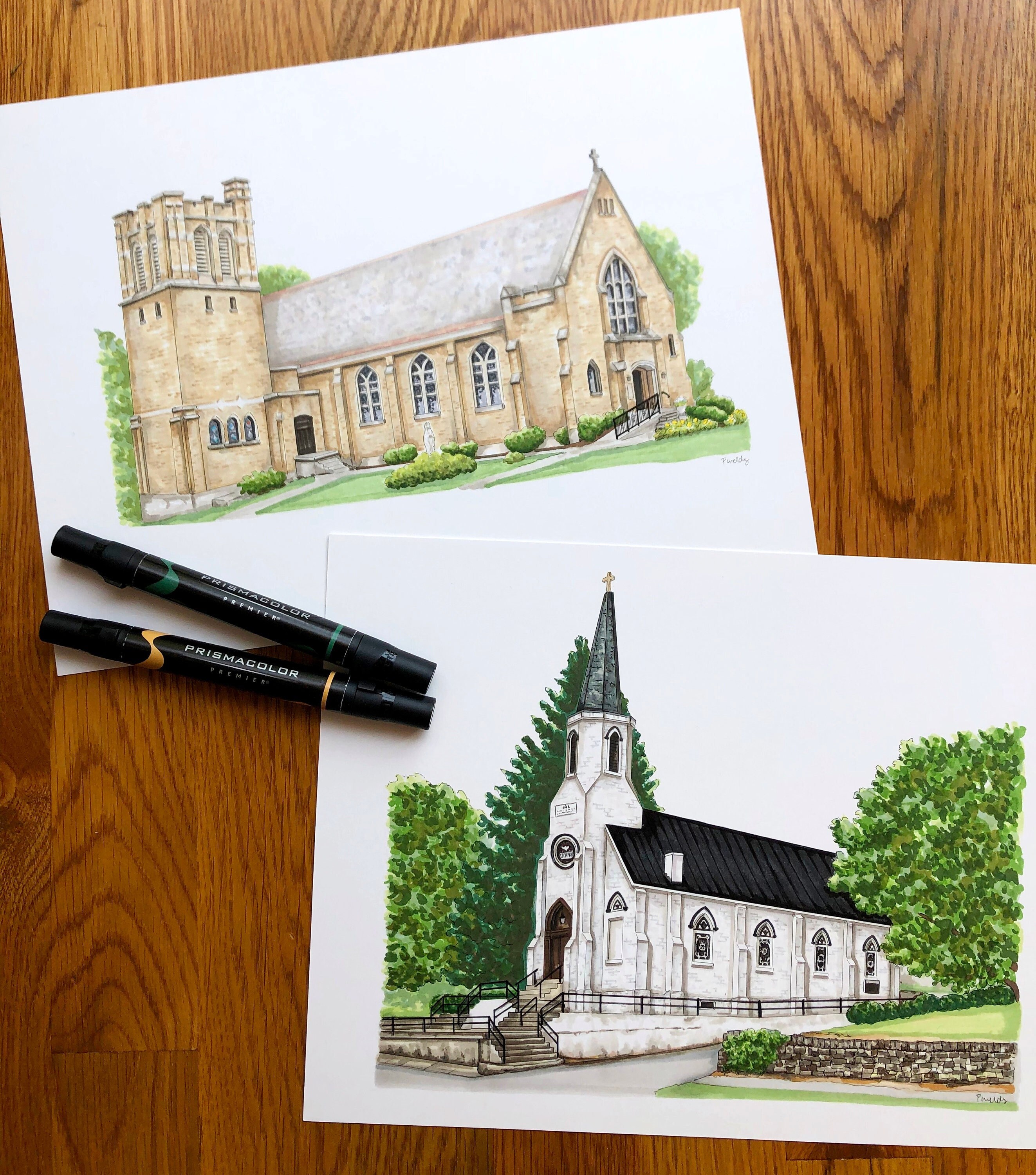 Custom Church Portrait, Hand-Drawn Wedding Venue Keepsake