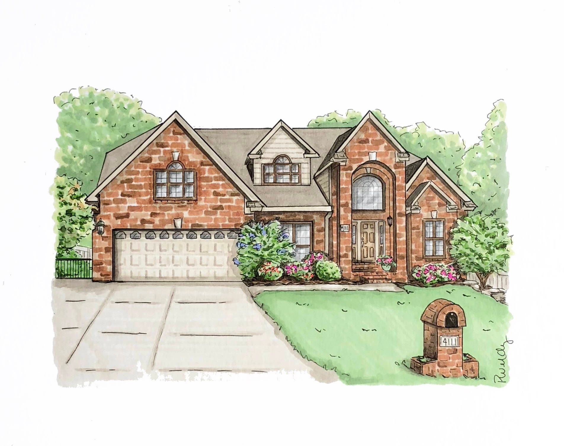 Custom House Drawing, Custom Home Portrait, House Portrait, House ...
