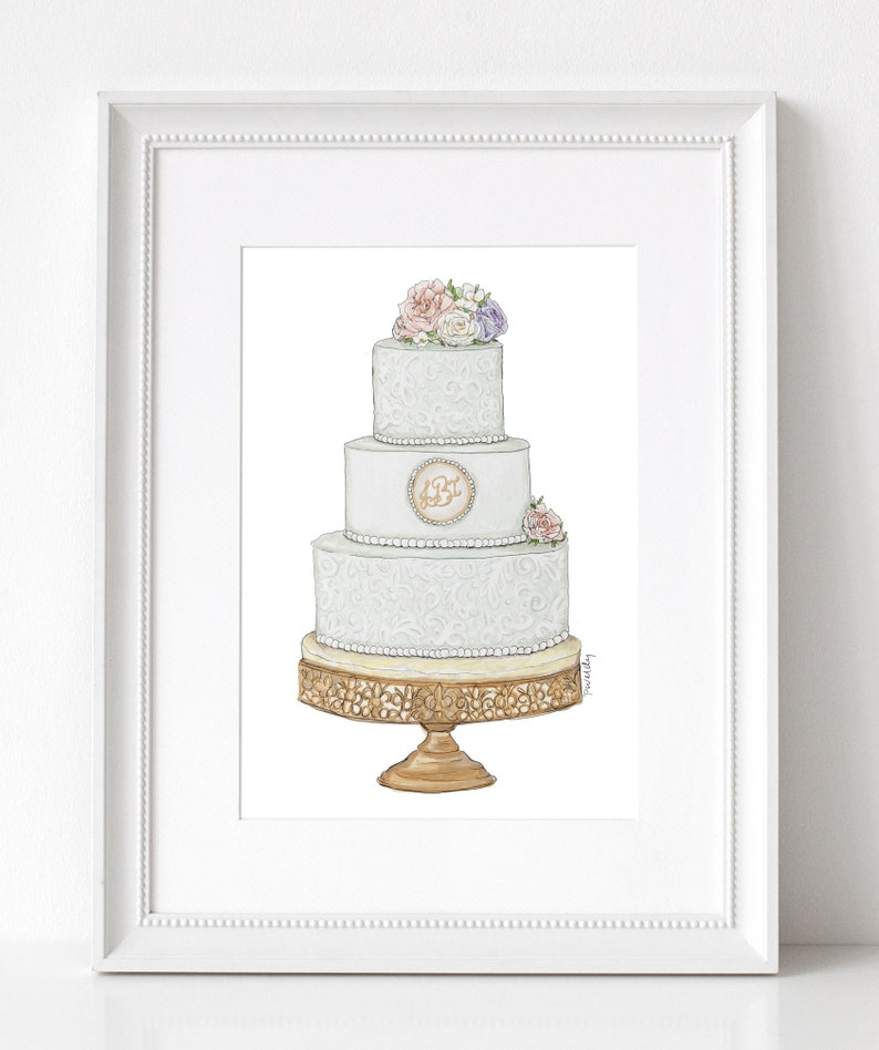 Wedding Cake Drawing, Cake Illustration, Custom Cake Drawing, Wedding ...