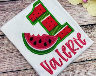 Summer Watermelon Appliqu\u00e9 Embroidered ShirtRomper