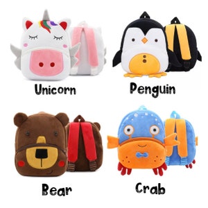 Personalized Toddler Backpack/ Animal Backpack/ Kids School Bag / Gift For Kids / Soft Backpack / Monogrammed Backpack / Diaper Bag