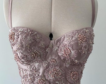 The Floral Bralette - Embellished Bridgerton bralette, beaded, sequin, bralette, crop top, bra, embroidered bralette top, wedding separates