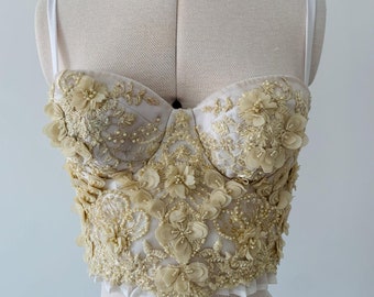 The Daphne Bralette - Embellished Bridgerton bralette, beaded, sequin, bralette, top, croptop, bra, embroidered bralette top