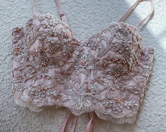 The Dion Bralette - Embellished Bridgerton bralette, beaded, sequin, bralette, crop top, bra, embroidered bralette top, wedding separates