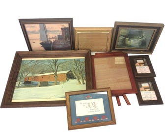 Mixed Lot Brown Portrait Picture Frames Rectangular Covered Bridge
