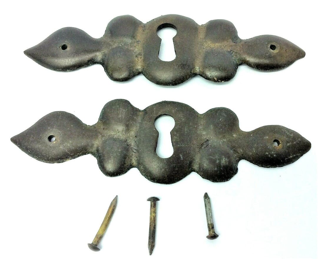 Pair of Antique Brass Skeleton Key Holes – Furniture Hardware ...