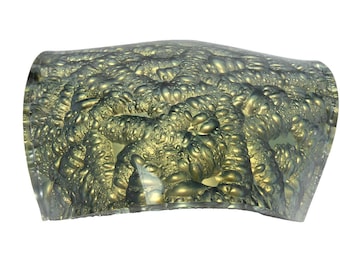 Unusual Metallic Acrylic Modern Tabletop Art Carved Sculpture Wavy Bubbles