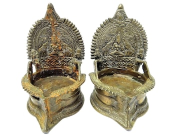 Vintage Pair Metal Brass Decorative Ornate Free Standing Candle Holders India?