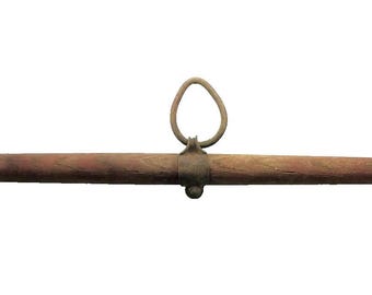 Antique Decorative Red Iron Wood Horse Harness Leader Bar Carriage Single Tree