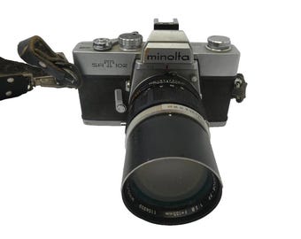 Minolta SRT 102 35mm Film Camera with MC Tele Rokkor PF 135mm Lens F2.8 Parts  T