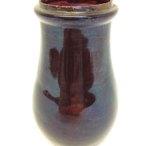 Vintage Used Dark Red Glass Unbranded Tubular Barn Lantern Shade Lamp Globe Chimney Part
