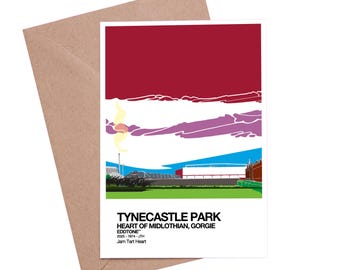 Tarjeta de felicitación del Hearts FC con el estadio Tynecastle Park