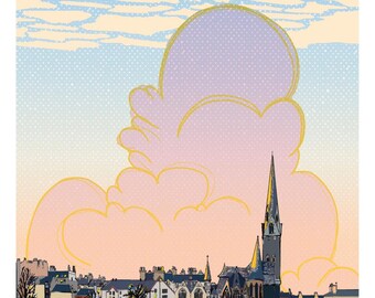 Impresión giclée "76 metros por encima del campo de golf" - Bruntsfield, Edimburgo, arte mural, tamaño A3