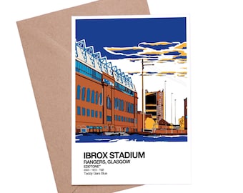 Tarjeta de felicitación del Rangers FC con el estadio Ibrox