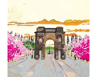 Glasgow Blooming, McLennan Arch, impresión giclée de 10 x 10 pulgadas