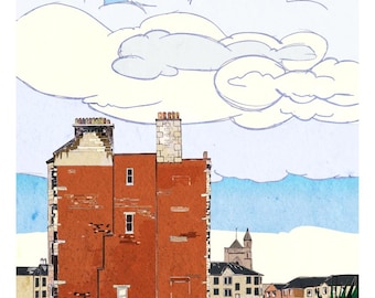 Impresión giclée "Gable Ending" - Fountainbridge, Edimburgo, Arte mural, A3