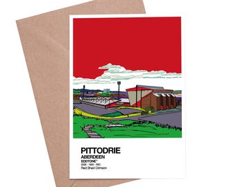 Tarjeta de felicitación del Aberdeen FC en el estadio Pittodrie