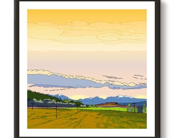 De isla en isla, Bute, Escocia, impresión Giclée de 10 x 10 pulgadas