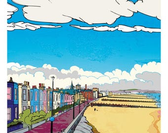 Impresión giclée "2,2 millas de sol" - Portobello, Edimburgo, Arte mural, A3