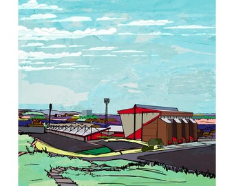 Pasos a Pittodrie, Aberdeen, impresión Giclée de 10 x 10 pulgadas
