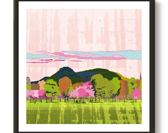 Lluvias de primavera, The Meadows, Edimburgo, impresión Giclée de 10 x 10 pulgadas