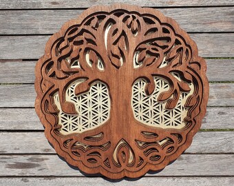 Tree of life, flower of life, sacred geometry, wall decoration