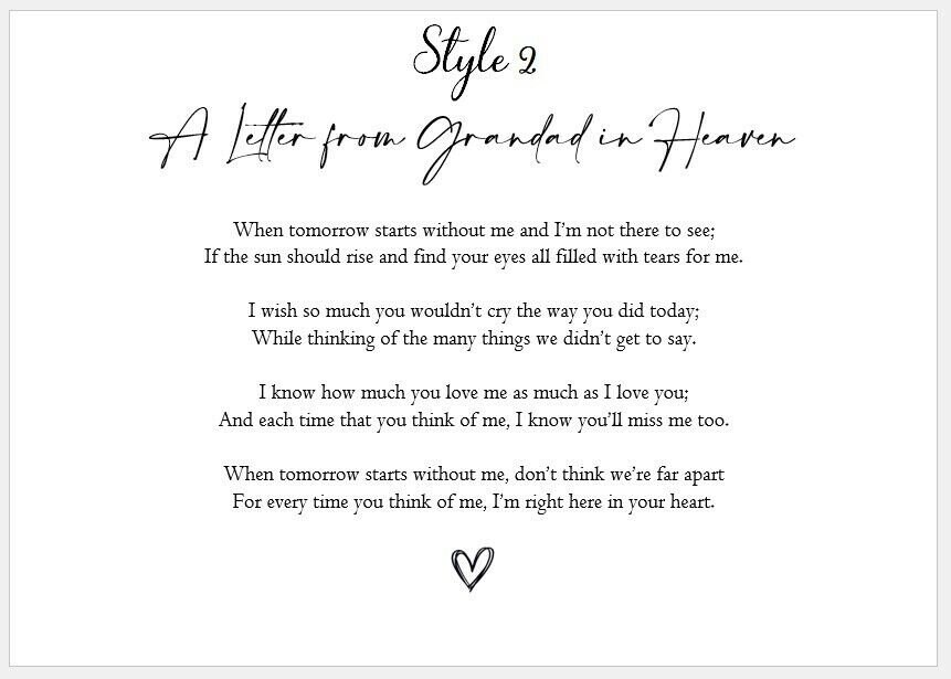 A Letter From Heaven Family Poem Loved Lost Ones Sympathy Gift Etsy Loss of father loss of dad sympathy gift loss of pop