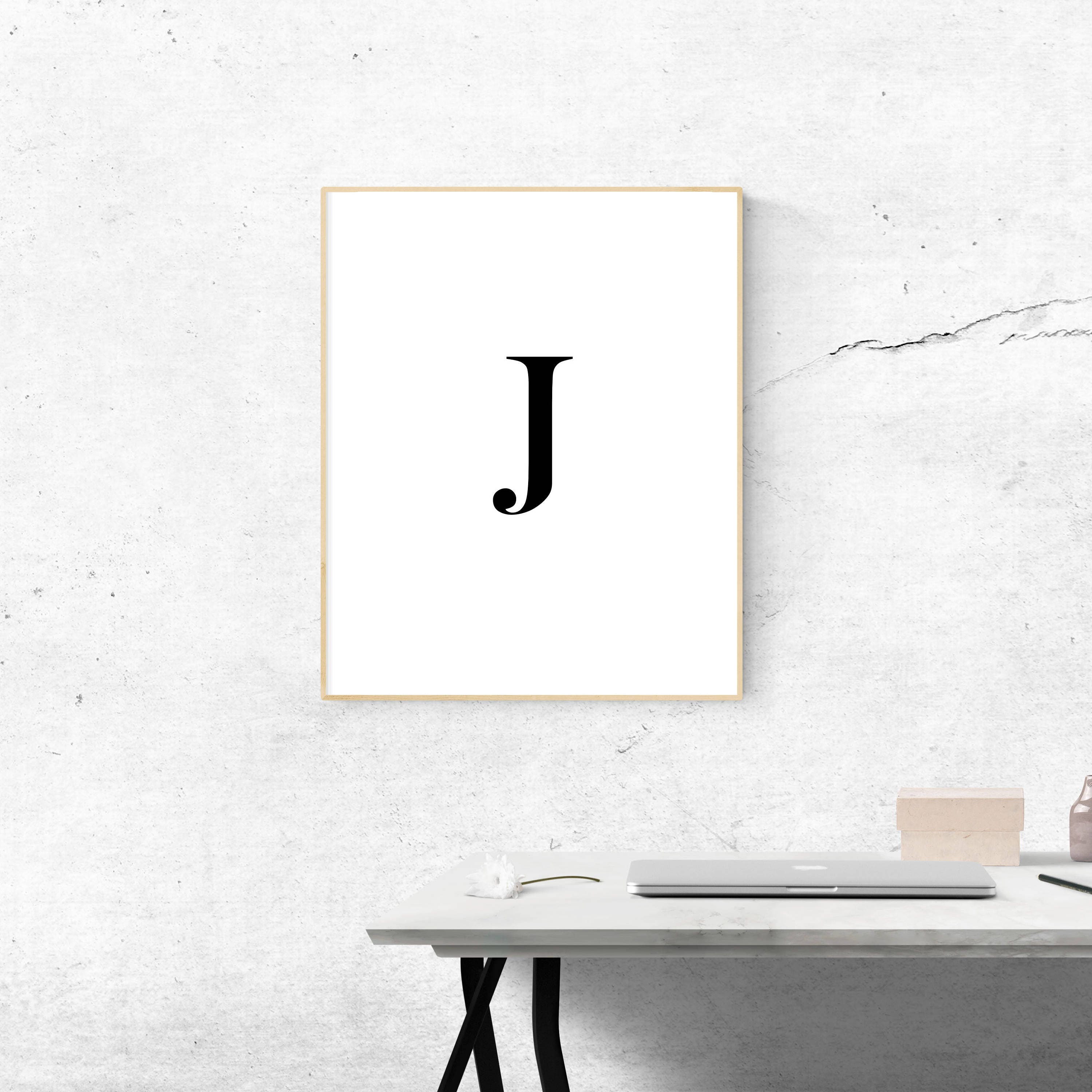 J Letter Wall Print Wall Art Wall Decor Etsy