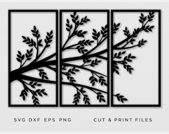 Room divider,  Triptych, Tree of Life, Wall Art, Tree of Life, Tree cut file, Raumteiler, tree svg, Paravent, Vinyl Cutting, Laser Engraving