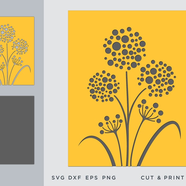 Dandelion svg, 3d, Cut file Dandelion, Cut multilayer, 3D digital templates, SVG by layers, Cricut, Laser cut, CNC plan, Flowers svg layered