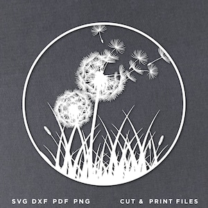 Pissenlit, Modèle papercut de fleurs, Fichiers Cricut, Fichiers découpés au laser, Art en papier découpé, Découpé à la machine