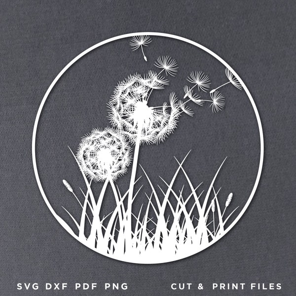 Dandelion, Flowers Papercut Template, Cricut files, Laser cut files, Paper Cut Art, Machine Cut