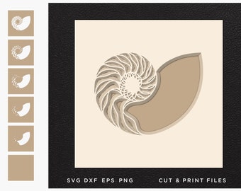Nautilus svg, 3d, Cut file nautilus, Cut multilayer, 3D Geometric digital templates, Dxf Svg Eps, SVG by layers, Cricut DIY, Laser cut, Cnc
