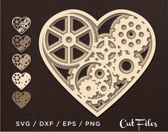 Download Heart Svg Cut File Heart Gears 3d Vector Digital Templates Etsy