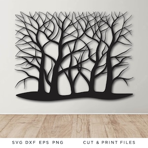 Wall forest SVG, Tree cut file, Tree cut out, Tree dxf, Tree vector, Wall panel, Vinyl Cutting, Laser cut tree, Tree svg