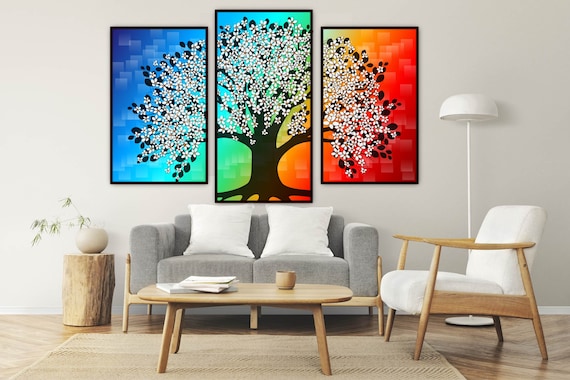 Tree of life, Printable Wall Art, Digital Print, Art Poster, Abstract Rainbow, Art Print, Instant Download, Flowers Art Tree Print, Flowers