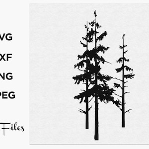 Arte della parete, albero di pino file SVG per Cricut, alberi immagini vettoriali-foresta clip art, foresta PNG, alberi silhouette, foresta DXF CNC file-pino