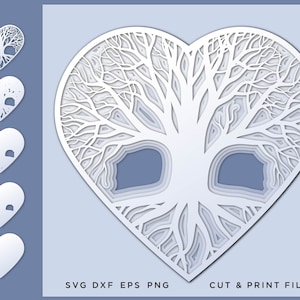 Valentine&#39;s Day, Heart Tree of Life svg, Tree cut file, SVG by layers, Love heart, Layered svg, Engraving, Tree svg, Svg files for cricut