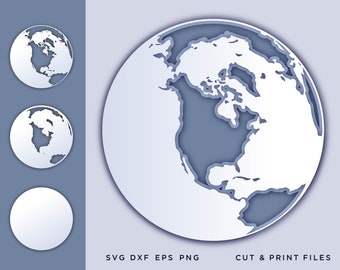 Earth, Svg files for cricut, Layered Earth svg, 3d svg, laser cut files, Shadow box svg, Laser cut earth, papercut moon, files for Glowforge