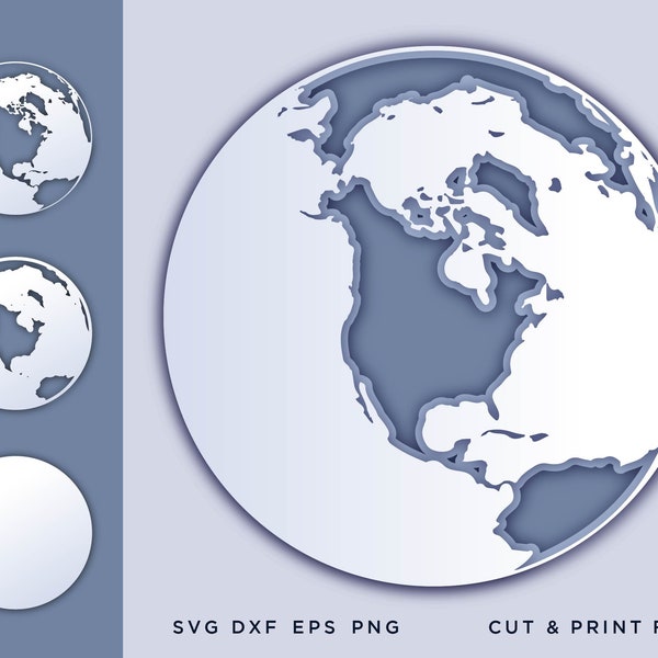 Earth, Svg files for cricut, Layered Earth svg, 3d svg, laser cut files, Shadow box svg, Laser cut earth, papercut moon, files for Glowforge